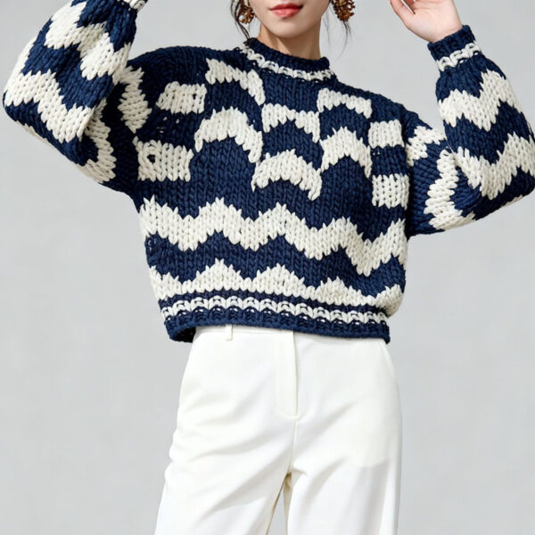Women's Pullover Crew Neck Long Sleeve Sweater Manufacturer - MOQ 100 pcs - Style 9034