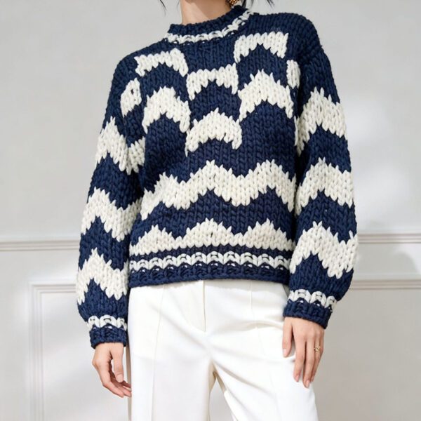 Women's Pullover Crew Neck Long Sleeve Sweater Manufacturer - MOQ 100 pcs - Style 9034