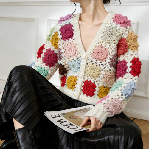 9040 product image 1 Women's Cardigan V Neck Long Sleeve Sweater Manufacturer - MOQ 100 pcs - Style 9040