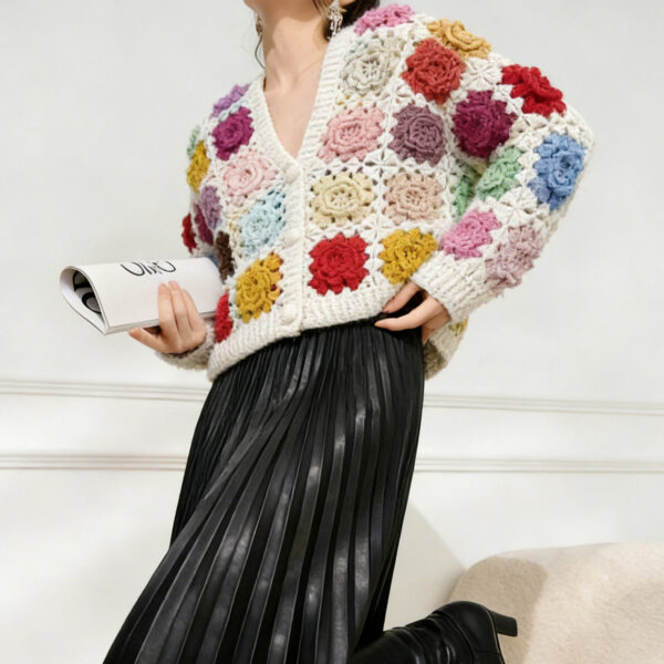 Women's Cardigan V Neck Long Sleeve Sweater Manufacturer - MOQ 100 pcs - Style 9040
