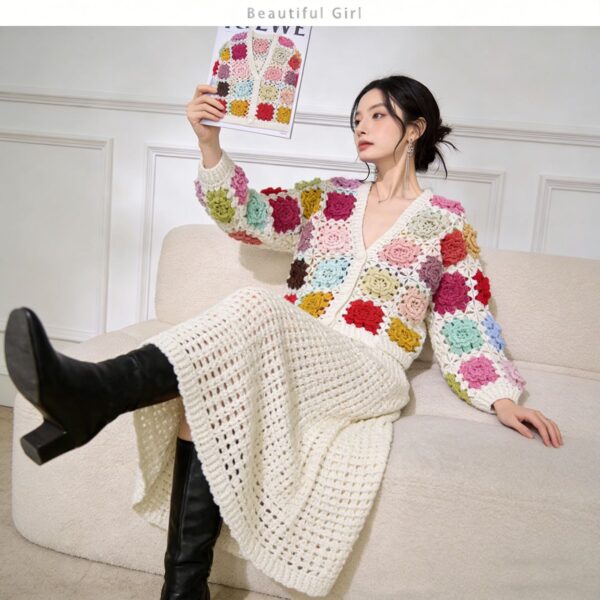 Women's Cardigan V Neck Long Sleeve Sweater Manufacturer - MOQ 100 pcs - Style 9040
