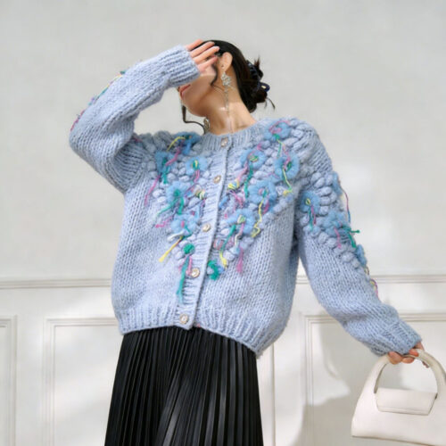 9041 product image 1 Women's Cardigan Crew Neck Long Sleeve Sweater Manufacturer - MOQ 100 pcs - Style 9041