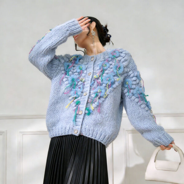 9041 product image 1 Women's Cardigan Crew Neck Long Sleeve Sweater Manufacturer - MOQ 100 pcs - Style 9041