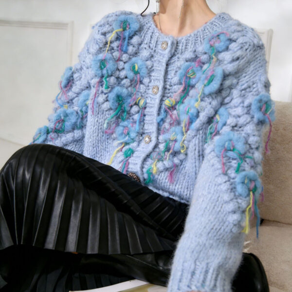 9041 product image 3 Women's Cardigan Crew Neck Long Sleeve Sweater Manufacturer - MOQ 100 pcs - Style 9041