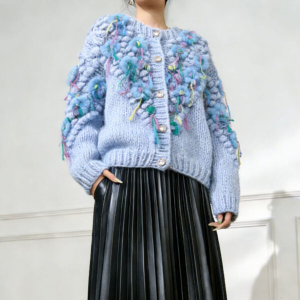 9041 product image 4 Women's Cardigan Crew Neck Long Sleeve Sweater Manufacturer - MOQ 100 pcs - Style 9041