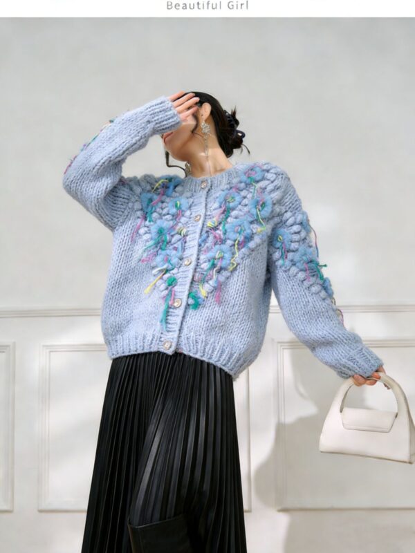 9041 product image 8 Women's Cardigan Crew Neck Long Sleeve Sweater Manufacturer - MOQ 100 pcs - Style 9041