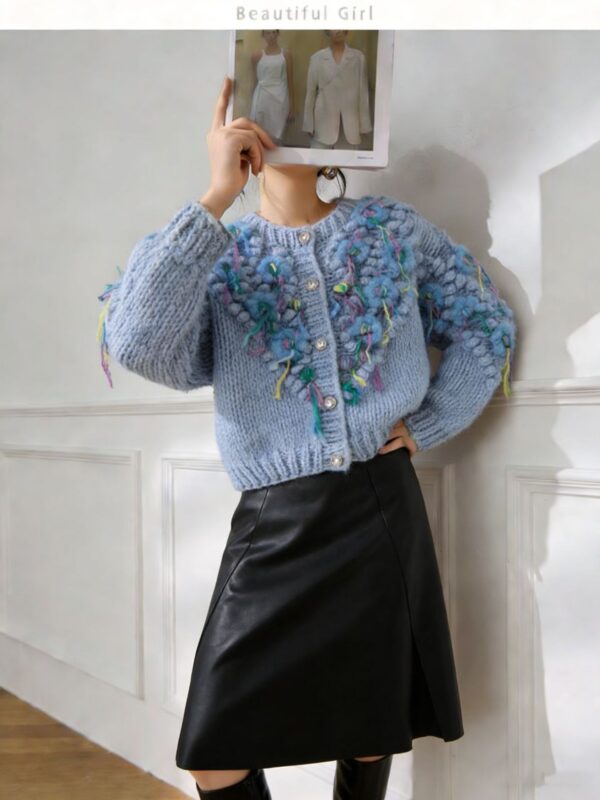 9041 product image 11 Women's Cardigan Crew Neck Long Sleeve Sweater Manufacturer - MOQ 100 pcs - Style 9041