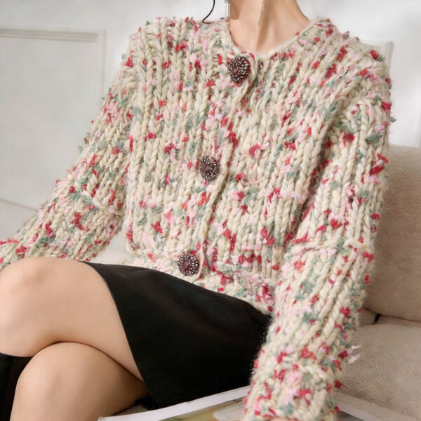 Women's Cardigan Crew Neck Long Sleeve Sweater Manufacturer - MOQ 100 pcs - Style 9042