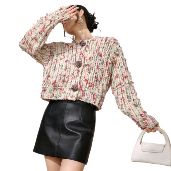Women's Cardigan Crew Neck Long Sleeve Sweater Manufacturer - MOQ 100 pcs - Style 9042