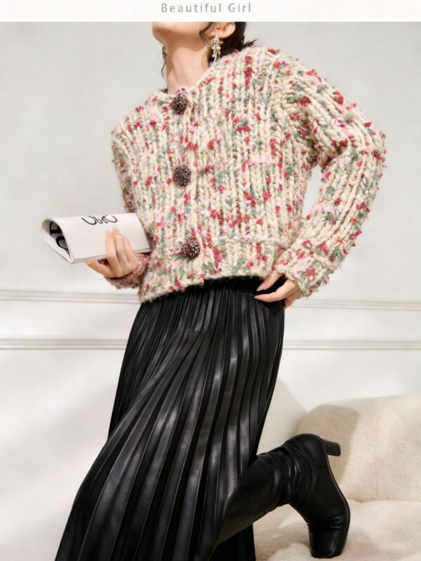 Women's Cardigan Crew Neck Long Sleeve Sweater Manufacturer - MOQ 100 pcs - Style 9042