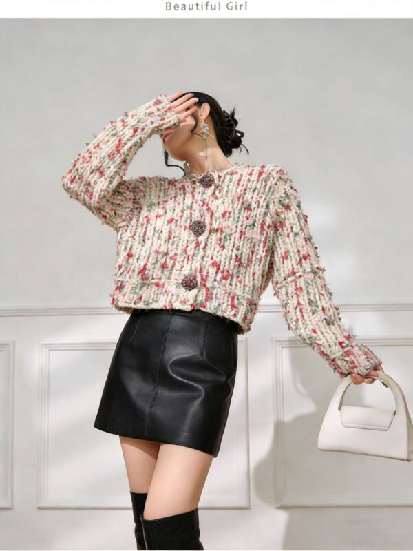 Women's Cardigan Crew Neck Long Sleeve Sweater Manufacturer - MOQ 100 pcs - Style 9042