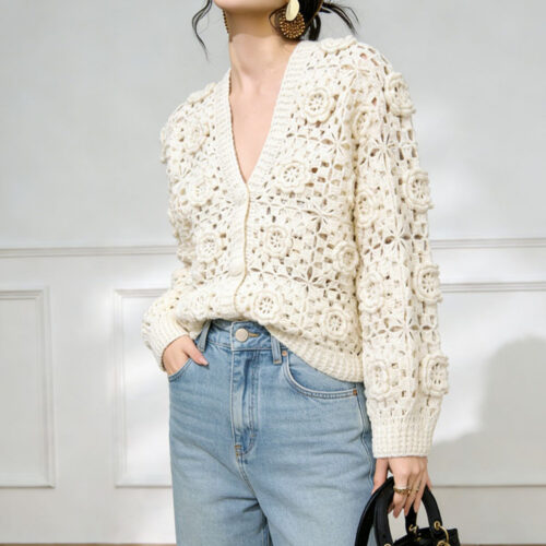 9043 product image 1 Women's Cardigan V Neck Long Sleeve Sweater Manufacturer - MOQ 100 pcs - Style 9043