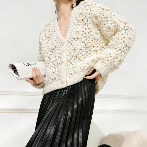 9043 product image 4 Women's Cardigan V Neck Long Sleeve Sweater Manufacturer - MOQ 100 pcs - Style 9043