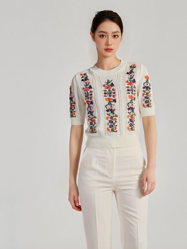 Women's Viscose Fiber Pullover Crew Neck Short Sleeve Sweater Manufacturer - MOQ 100 pcs - Style 93034