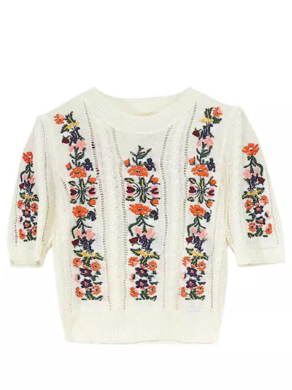 Women's Viscose Fiber Pullover Crew Neck Short Sleeve Sweater Manufacturer - MOQ 100 pcs - Style 93034