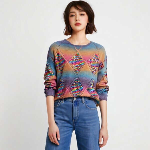 Women's Pullover Crew Neck Long Sleeve Sweater Manufacturer - MOQ 100 pcs - Style 93043