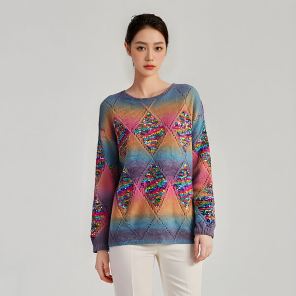 Women's Pullover Crew Neck Long Sleeve Sweater Manufacturer - MOQ 100 pcs - Style 93043