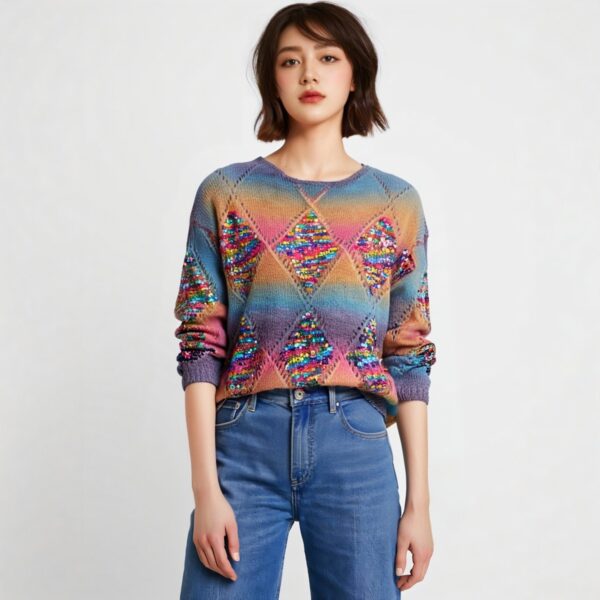 Women's Pullover Crew Neck Long Sleeve Sweater Manufacturer - MOQ 100 pcs - Style 93043