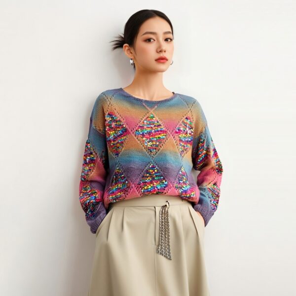 Women's Pullover Crew Neck Long Sleeve Sweater Manufacturer - MOQ 100 pcs - Style 93043