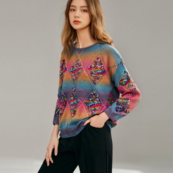 Women's Pullover Crew Neck Long Sleeve Sweater Manufacturer - MOQ 100 pcs - Style 93043