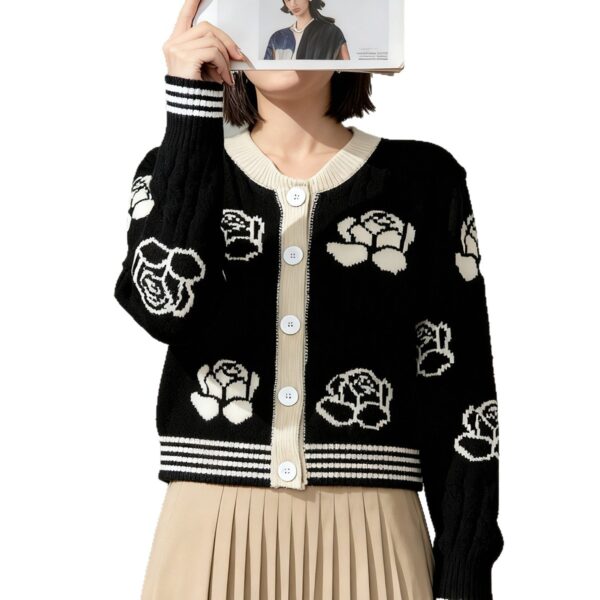 Women's Cardigan Crew Neck Long Sleeve Sweater Manufacturer - MOQ 100 pcs - Style 93054