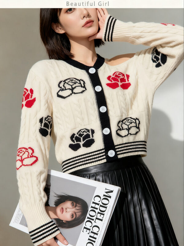 Women's Cardigan Crew Neck Long Sleeve Sweater Manufacturer - MOQ 100 pcs - Style 93054