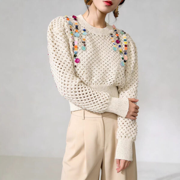 Women's Pullover Crew Neck Long Sleeve Sweater Manufacturer - MOQ 100 pcs - Style 93075