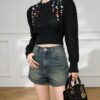 Women's Pullover Crew Neck Long Sleeve Sweater Manufacturer - MOQ 100 pcs - Style 93075