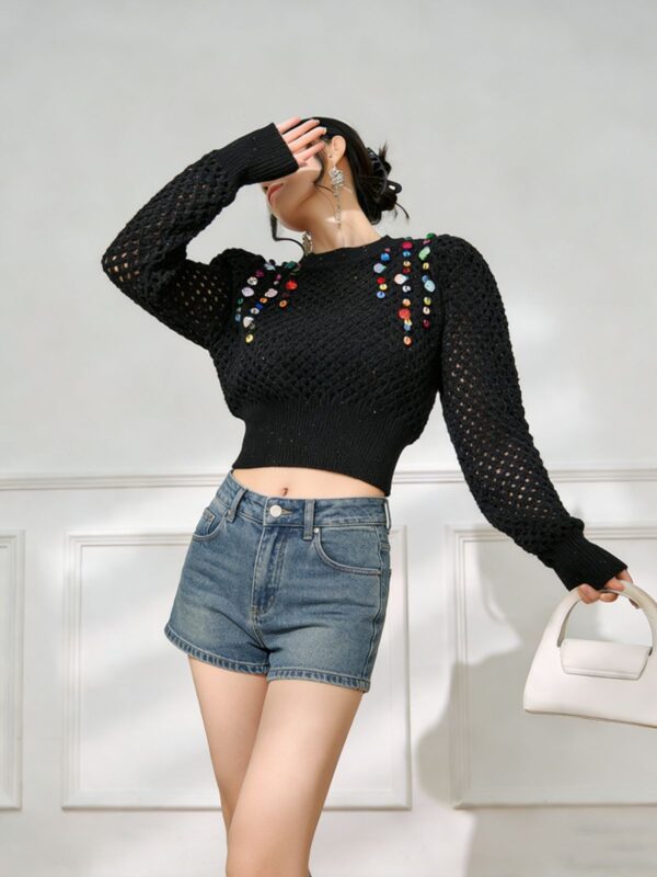 Women's Pullover Crew Neck Long Sleeve Sweater Manufacturer - MOQ 100 pcs - Style 93075