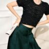 Women's Pullover Crew Neck Short Sleeve Sweater Manufacturer - MOQ 100 pcs - Style 93076