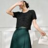 Women's Pullover Crew Neck Short Sleeve Sweater Manufacturer - MOQ 100 pcs - Style 93076