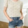 Women's Pullover Crew Neck Short Sleeve Sweater Manufacturer - MOQ 100 pcs - Style 93076