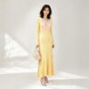 98005 product image 12 Women's Burgundy Lace-Inset Deep-V Ribbed Midi Dress — Style 98005