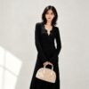 98005 product image 22 Women's Burgundy Lace-Inset Deep-V Ribbed Midi Dress — Style 98005