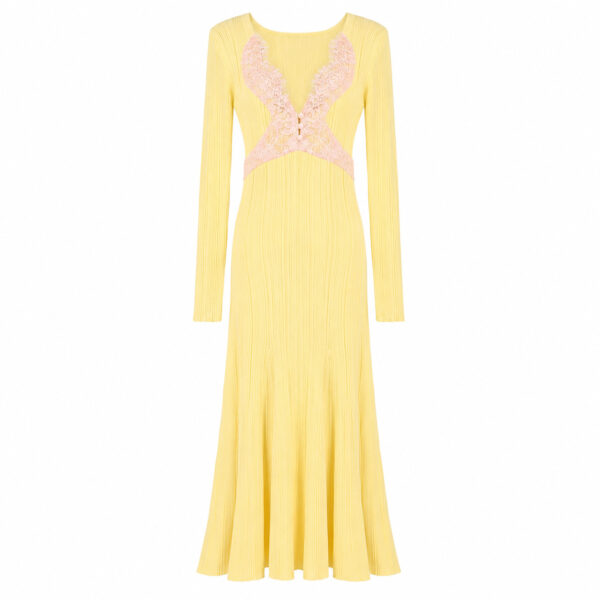 98005 product image 28 Women's Burgundy Lace-Inset Deep-V Ribbed Midi Dress — Style 98005
