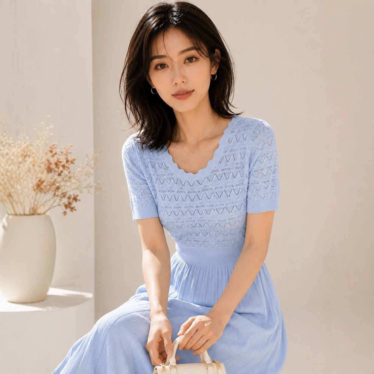 Women's Viscose Fiber Crew Neck Knitwear Manufacturer - MOQ 100 pcs - Style 98006 - 图片 3