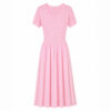 98006 product image 5 Women's Pink Pointelle-Bodice Fit-and-Flare Midi Dress — Style 98006