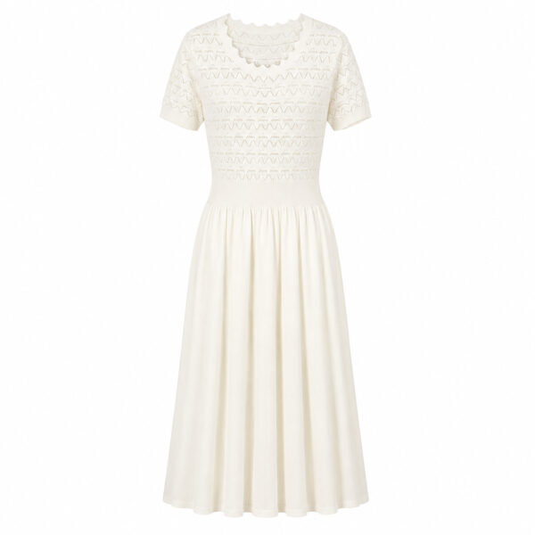 98006 product image 16 Women's Pink Pointelle-Bodice Fit-and-Flare Midi Dress — Style 98006