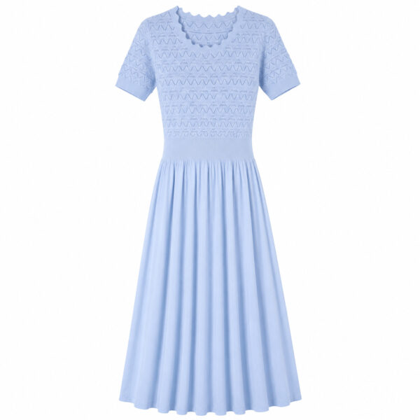 98006 product image 19 Women's Pink Pointelle-Bodice Fit-and-Flare Midi Dress — Style 98006