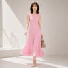 Women's Greige Ribbed Sleeveless Maxi Knit Dress — Style 98009