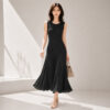 Women's Greige Ribbed Sleeveless Maxi Knit Dress — Style 98009