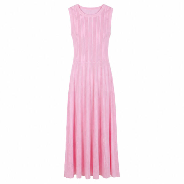 Women's Greige Ribbed Sleeveless Maxi Knit Dress — Style 98009