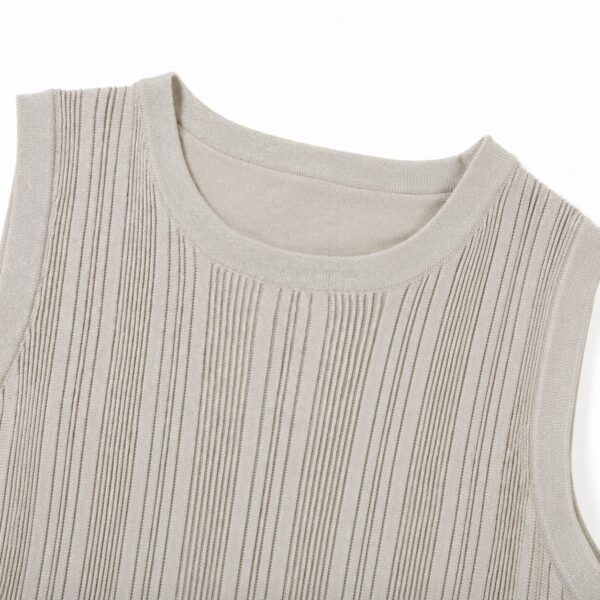 Women's Greige Ribbed Sleeveless Maxi Knit Dress — Style 98009
