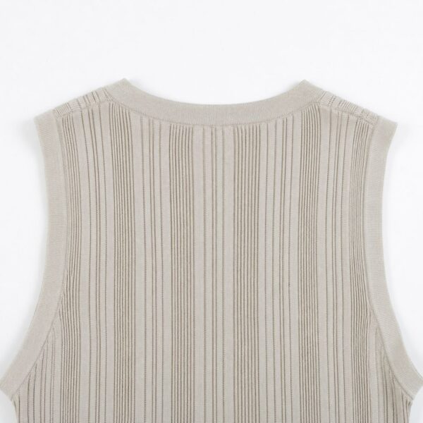 Women's Greige Ribbed Sleeveless Maxi Knit Dress — Style 98009