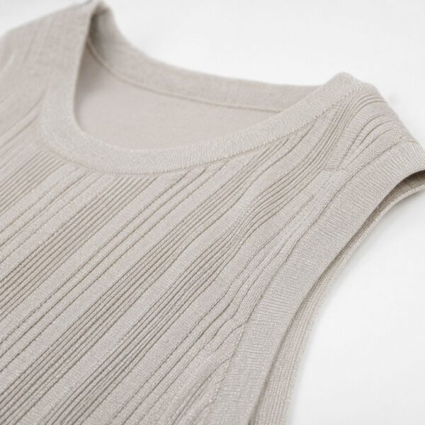 Women's Greige Ribbed Sleeveless Maxi Knit Dress — Style 98009