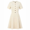 98010 product image 5 Women's Burgundy Button-Front Short-Sleeve Midi Knit Dress — Style 98010