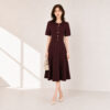 98010 product image 6 Women's Burgundy Button-Front Short-Sleeve Midi Knit Dress — Style 98010